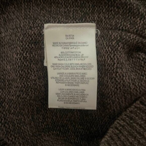 BCBGeneration Brown Tan Ribbed V-Neck Sweater, Exposed Seams, Size XXS - Cotton - Picture 12 of 14